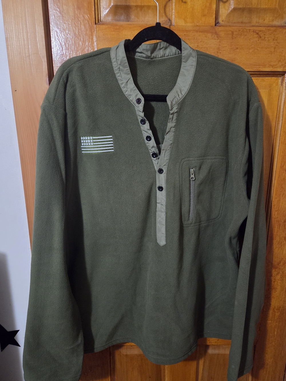 Men's Olive Green Henley Pullover Shirt